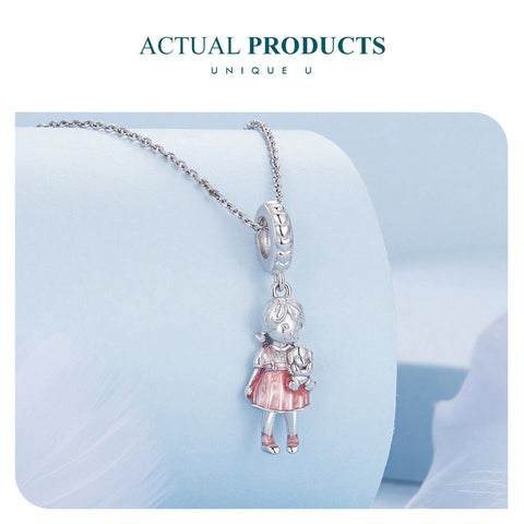 Lovely Girl charm 925 Silver Charm Necklace Charm, 925 Charm, Gifts for her, little girl charm Pendant Charm