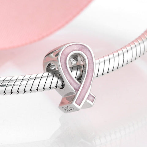 Pink Ribbon Breast Cancer Awareness Charms  Bracelets, 925 Sterling Silver, Pink Ribbon Jewelry, Breast Cancer Awareness Gift