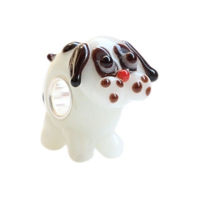 Animal Cute Dog Murano Glass Beads charm  Charm European style Bracelet , Necklace Charm, Gifts for her Spacer charm