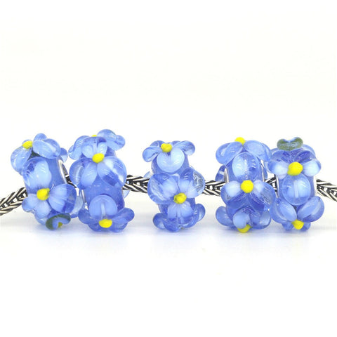 3D Colorful Flowers Murano Glass Beads charm  Charm European style Bracelet , Necklace Charm, Gifts for her Spacer charm