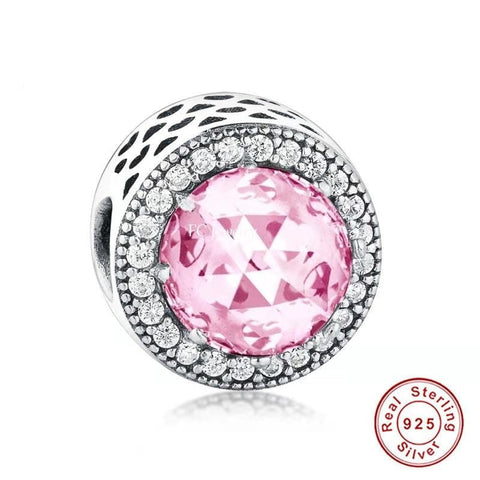 Pink Silver  Vintage Round CZ Spacer 925 Silver Charm, Necklace Charm, 925 Charm, Gifts for her Spacer charm