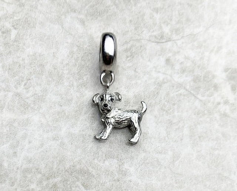 Dog Charm,Puppy charm, puppy pendant, 925 Sterling Silver Pendant fits Charm Bracelets & Necklaces