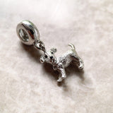 Dog Charm,Puppy charm, puppy pendant, 925 Sterling Silver Pendant fits Charm Bracelets & Necklaces