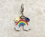 Rainbow Sun Rain Charm 925 Sterling Silver Pendant European style Link Charm Rainbow charm, Sun charm