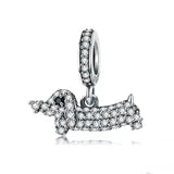 Sparkling Dachshund Charm,Dachshund Pendant,Dachshund Jewelry,Dachshund Lover,Gift,Cute,Dog Charm,Dog Jewelry,European style Bracelets