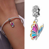 Sparkling Butterfly charm, Fits European style Charm 925 Sterling Silver Charm, Charm For Bracelet,