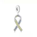 Down Syndrome Awareness Ribbon Charm Fits Bracelets, 925 Sterling Silver, Down Syndrome Awareness Jewelry Gift