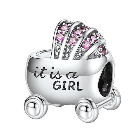 New Baby Carriage Charm-Its A Girl Gift Gift-Baby Girl Carriage Charm, Baby Girl Boy Stroller Charm-Expecting Mom Gift