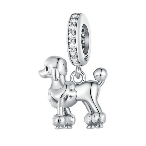 French Poodle dog Dog Charms Fit Bracelets, 925 Sterling Silver, Dog Lover Gift, Dog Jewelry, Dog Keepsake Heart Charm