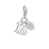 16th Birthday Anniversary Pendant Charm 925 Sterling Silver Fits European Bracelets Lobster Claw 16th birthday gift Sweet 16 Birthday