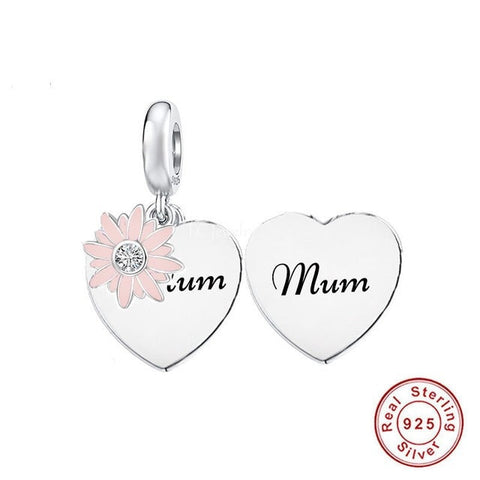 Mum Heart Charm Heart 925 Silver Charm European style Bracelet, Necklace charm