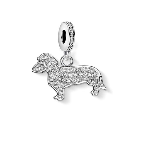 Sparkling Dachshund Charm,Dachshund Pendant,Dachshund Jewelry,Dachshund Lover,Gift,Cute,Dog Charm,Dog Jewelry,European style Bracelets