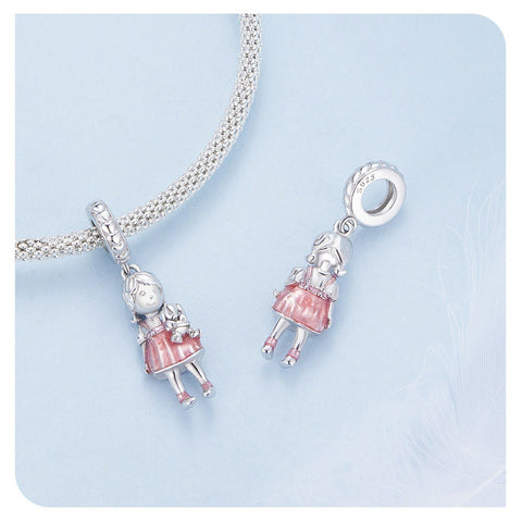 Lovely Girl charm 925 Silver Charm Necklace Charm, 925 Charm, Gifts for her, little girl charm Pendant Charm