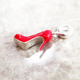 Red Shoe High Heel Dangle Charm Stiletto Charm European style, 925 Sterling Silver,  Stiletto dangle charm