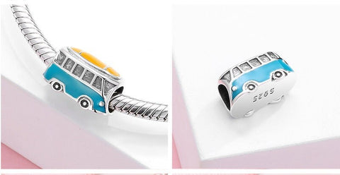 Camper Van Charm SUV Surfboard 925 Silver Charm European style Bracelet, Necklace Charm, 925 Charm Camper van Charm