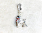 French Poodle dog Dog Charms Fit European Bracelets, 925 Sterling Silver, Dog Lover Gift, Dog Jewelry, Dog Keepsake Heart Charm