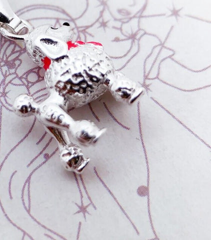 French Poodle dog Dog Charms Fit European Bracelets, 925 Sterling Silver, Dog Lover Gift, Dog Jewelry, Dog Keepsake Heart Charm