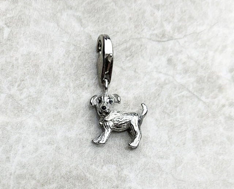 Dog Charm,Puppy charm, puppy pendant, 925 Sterling Silver Pendant fits Charm Bracelets & Necklaces