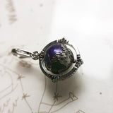 Vintage Globe Charm Ring Charm 925 Sterling Silver Pendant fits Charm Bracelets Necklace