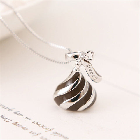 Silver Chocloate Kisses Cartoon Chocolate candy Charm pendant  solid 925 sterling Silver Charm European style Bracelet Necklace