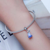 Scottish Bluebell Flower Charm European style Bracelets, 925 Sterling Silver, Bluebell of Scotland, Bellflower Jewelry, Harebell Flower Gift