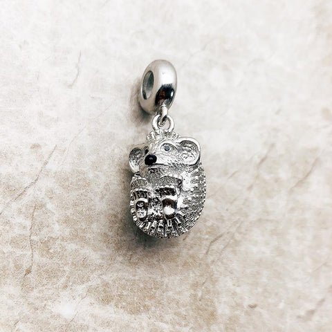 Hedgehog Charm 925 Sterling Silver Charm pendant  solid 925 sterling Silver Charm European style Bracelet Necklace