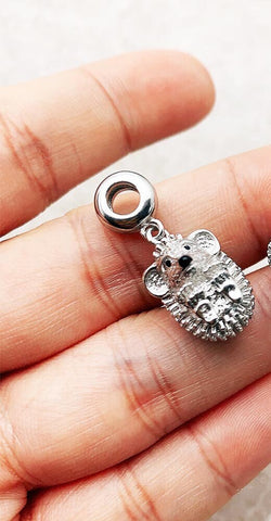 Hedgehog Charm 925 Sterling Silver Charm pendant  solid 925 sterling Silver Charm European style Bracelet Necklace