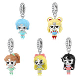 Anime charm, Cartoon Charm, Girl Charm S925 Sterling Silver Charms for Bracelet, charms for necklace Magic Girl