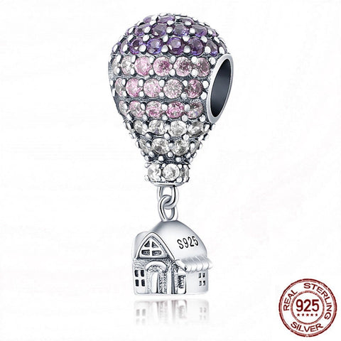 Hot air balloon with House Bead Charm Fits most Charm Bracelets