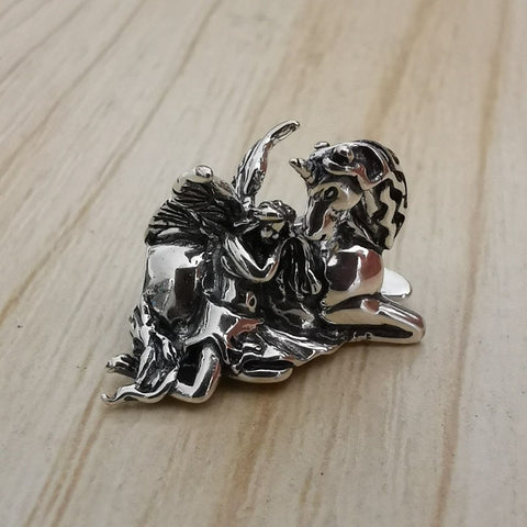 Angel and unicorn Charm Pendant,925 Sterling Silver,Angel Charm,Unicorn Charm,Fantasy Charm,Fairy Charm