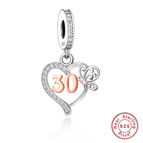 30th Numbers Anniversary Birthday Charms Fit Bracelets Dangle Charm Bead Landmark Birthday Fits all Charm Bracelets