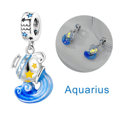 Aquarius Constellation Birth month Charms Constellation month Multi Color Silver Birth Month Cute Charm  Fluorescent Charm