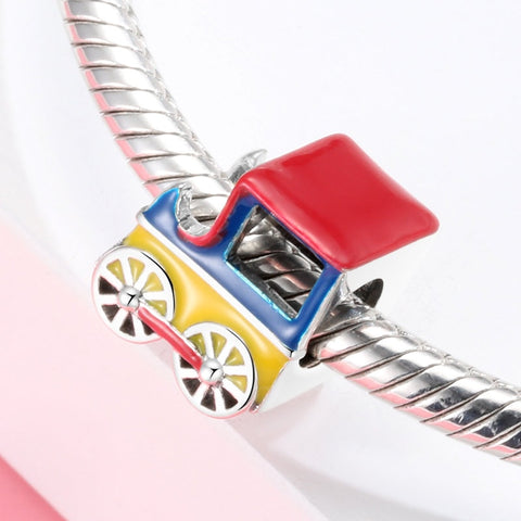 Colorful Circus Train Theme 925 Silver Charm Fits European Bracelet Necklace European Charm, Gifts for her, Circus Train charm Train pendant