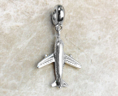 Vintage Airplane  travel Charm Sterling Silver Charm, Charm Airplane, Bracelet charm, Necklace Charm Airplane 925 Charm