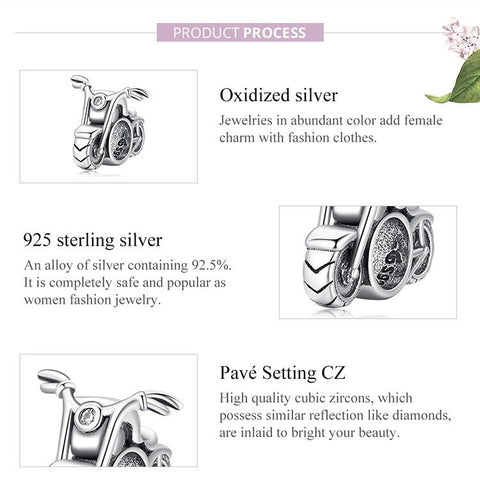 Motorcycles Charm Mototrbike charm European style Bracelets, 925 Sterling Silver, Motorcycle Jewelry, Motorcycle Lover Keepsake Gift