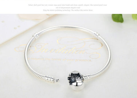 Sparkling Heart Snake Chain Charm Bracelet 925 Sterling Silver 17cm/18cm