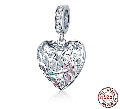 Love Heart Charm Bracelet Charm 925 Silver Charm European style Bracelet, Necklace Love Heart  Love Jewelry, Love Gift