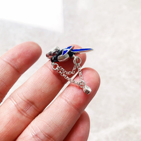 Colorful Magpie Bird Charm Pendant Charm Ring  925 Sterling Silver Pendant fits European Style, Link Charm Bracelet & Necklaces