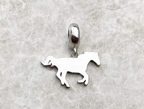 Galloping Horse Charm Pendant European style, 925 Sterling Silver, Horse Jewelry, Horse Lover Gift, Horse Keepsake, Horse Necklace Pendant