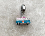 Peace bus Camper Van Charm SUV Car 925 Silver Charm European style Bracelet, Necklace charm  925 Charm, Hippie Charm,Hippy Jewellery