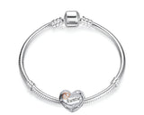 Auntie Heart Charm Love you to the moon and back Heart 925 Silver Charm European style Bracelet, Necklace charm