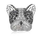 French Bull dog Dog Charms Fit Bracelets, 925 Sterling Silver, Dog Lover Gift, Dog Jewelry, Dog Keepsake Heart Charm