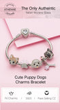 Poodle Puppy Dog Charms Fit Bracelets, 925 Sterling Silver, Dog Lover Gift, Dog Jewelry, Dog Keepsake Heart Charm