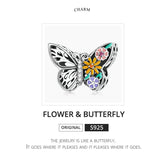 Sparkling Butterfly charm, Fits European style Charm 925 Sterling Silver Charm, Charm For Bracelet,