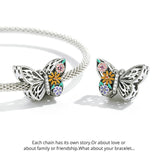 Sparkling Butterfly charm, Fits European style Charm 925 Sterling Silver Charm, Charm For Bracelet,