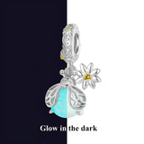 Luminous Insect Charm Bead Glow-in-the-dark Firefly 925 Silver Charm European style Bracelet, Necklace Charm, Gifts Bug Charm