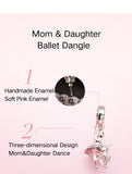 Ballet Dancer Charms Clear Heart CZ Ballet Mother & Danghter Dangle Charm Ballet Teacher Gift, Ballet Necklace Pendant