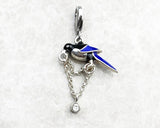 Colorful Magpie Bird Charm Pendant Charm Ring  925 Sterling Silver Pendant fits European Style, Link Charm Bracelet & Necklaces