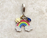 Rainbow Sun Rain Charm Lobster Clasp 925 Sterling Silver Pendant European style Link Charm Rainbow charm, Sun charm