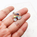 Rainbow Sun Rain Charm Lobster Clasp 925 Sterling Silver Pendant European style Link Charm Rainbow charm, Sun charm